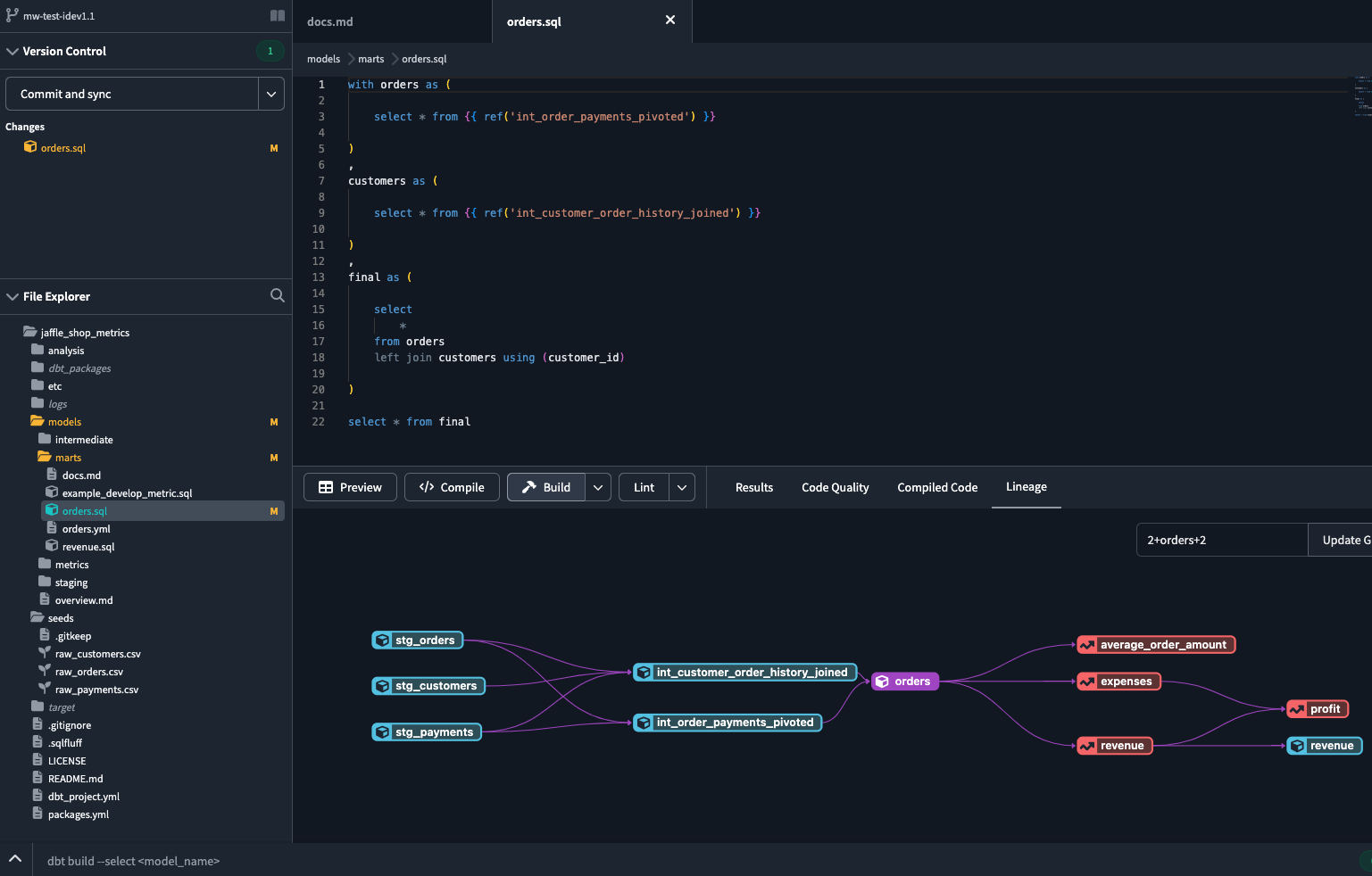 dbt Cloud Project with generated DAG dbt Cloud Project with generated DAG